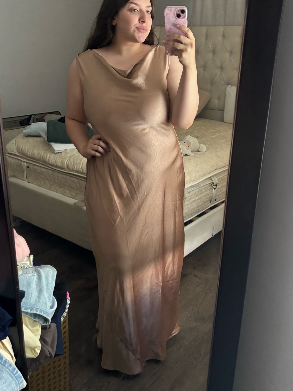 Melloday NWT Champagne Silky Dress